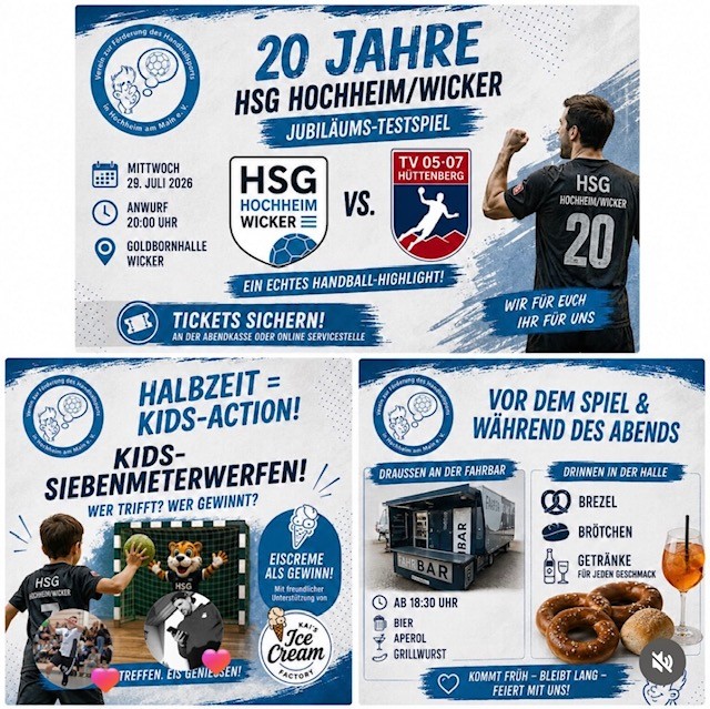 20 Jahre HSG – 2 Profi-Highlights. Amateur trifft Profi. Spitzenhandball hautnah in der Goldbornhalle.